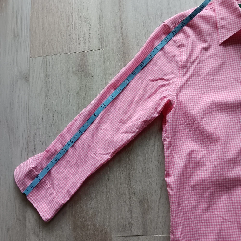 Lauren Ralph Lauren Cotton Gingham Plaid Button Down Shirt Pink White Small - Picture 8 of 12
